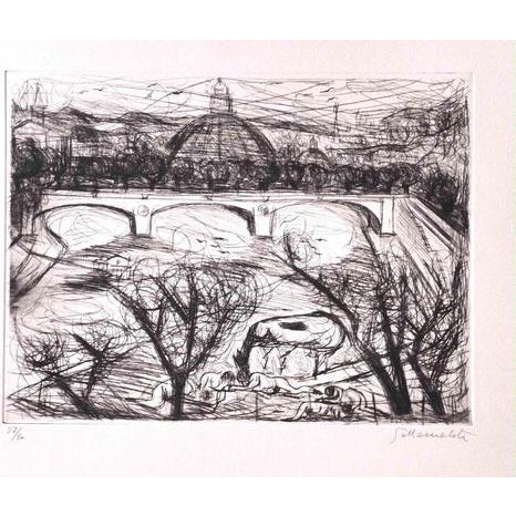 Nazareno Gattamenata, St. Peter and Tiber, Etching, 1970s For Sale