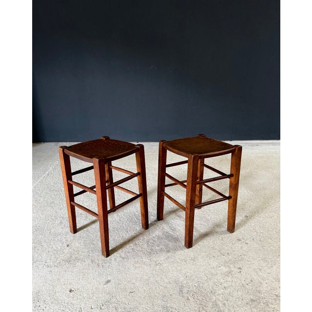French Country Bistro Stools, 1930s, Set of 2 For Sale - Image 16 of 16
