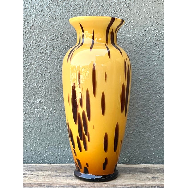 Vintage Italian Tortoise Glass Vase For Sale - Image 4 of 12