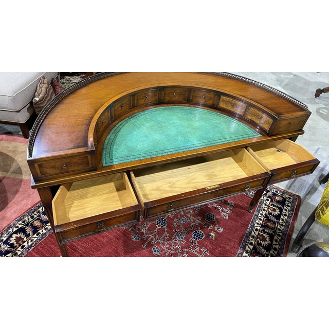 Brown Vintage Regency Carlton House Writing Desk by J. Zonon For Sale - Image 8 of 16