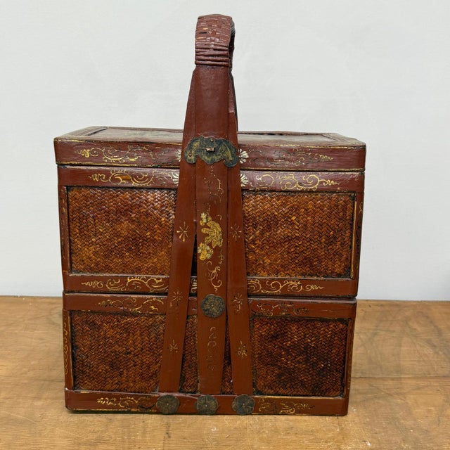 Courtyard Tales Red Double Tiered Wedding Basket with Lock For Sale - Image 14 of 14