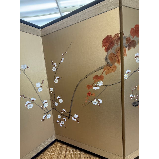 Textile Vintage Chinese Handpainted and Signed Silk Screen, 4 Panels For Sale - Image 7 of 12