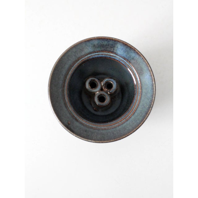 Vintage Handmade Studio Pottery Flower Frog Vase For Sale - Image 9 of 11