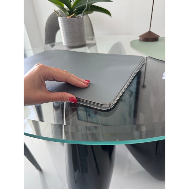 Contemporary Modern Gray Faux Leather Placemats – Minimalist Table Setting - Set of 6 For Sale - Image 3 of 8