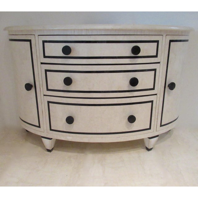 Vintage C.1991-93 Maitland-Smith Style, Custom Tessellated Marble Demi-Lune Bow Front Credenza, Server Buffet For Sale - Image 13 of 13