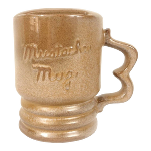 1940s Frankoma Art Pottery Retro Shaving Mustache Mug Vintage Plainsman Brown VGC #14