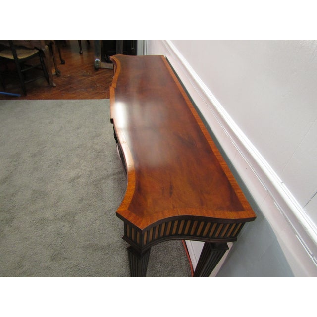 Henkel Harris Henkel Harris Solid Mahogany Inlaid Console Table For Sale - Image 4 of 10