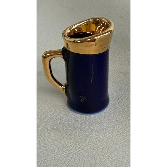 Limoges France Blue Miniature Porcelain Pitcher Gold Couple Courting Cameo 4811b For Sale - Image 11 of 12