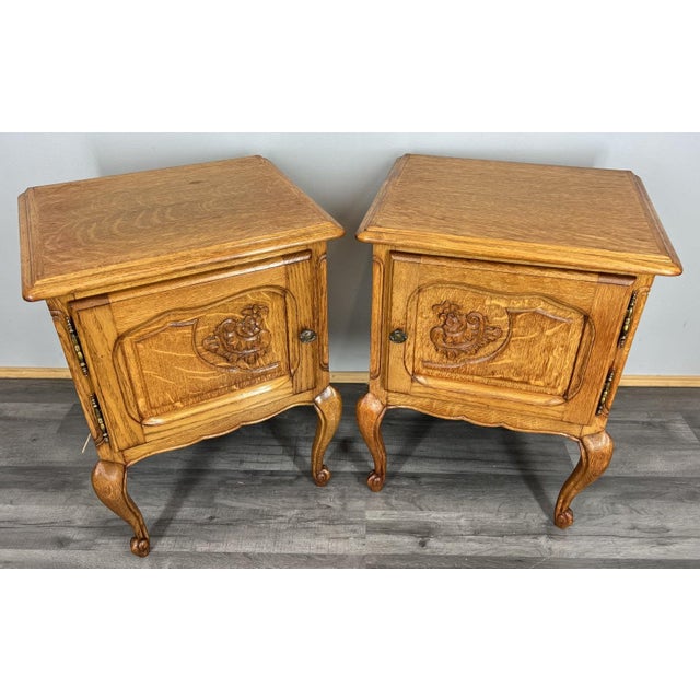 Vintage French Oak Bedside Tables, Set of 2 For Sale - Image 11 of 11
