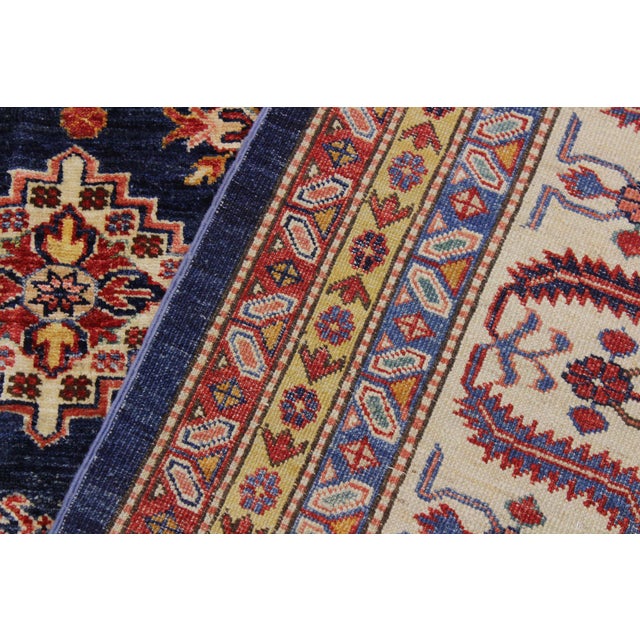 Textile Rustic Super Kazak Blue/Beige Wool Rug - 8'10'' X 12'0'' For Sale - Image 7 of 10
