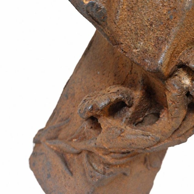 Metal Art Noveau Artist, Female Bust with Flowers, Cast Iron For Sale - Image 7 of 9