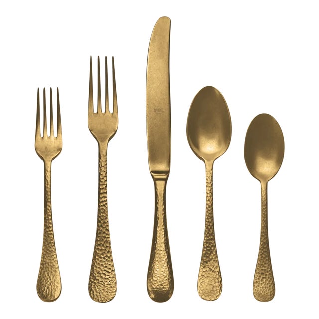 Mepra Epoque 20-Piece Flatware Set, Pewter Oro For Sale