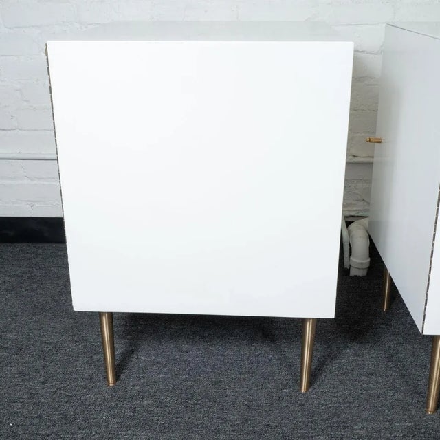 Vintage Mid-Century Modern Cubic White Cabinets - a Pair For Sale - Image 9 of 13