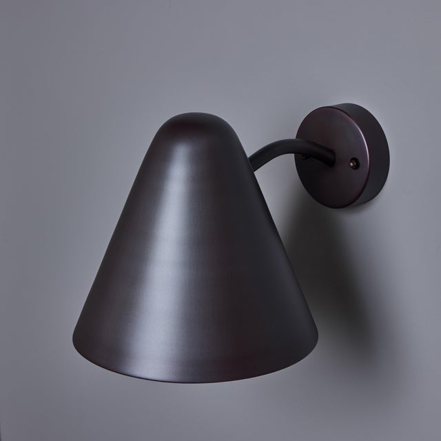Dark Brown Patinated Copper Wall Sconce in the Style of Jacques Biny For Sale - Image 11 of 12