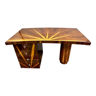 Art Deco Desk With Inlaid Starburst Design For Sale