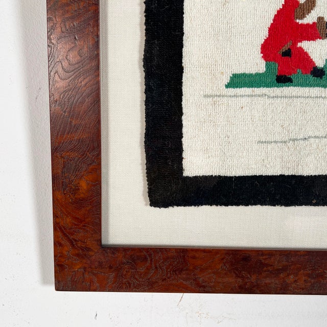 Antique White 1930s Grenfell Rug of Dog Sled Team, Mounted and Framed For Sale - Image 8 of 8