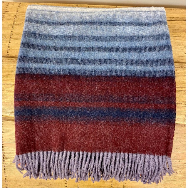 Textile Super Soft Merino Lambswool Throw With a Colorful Retro 70’s Inspired Stripe Pattern - Made in England For Sale - Image 7 of 12