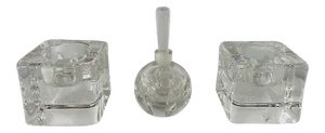 Orrefors Sweden Crystal Candle Holders and Perfume Bottles - Set of 3