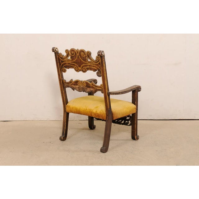 Baroque 18th Century Vintage Italian Period Baroque Armchair with Carved Details For Sale - Image 3 of 12