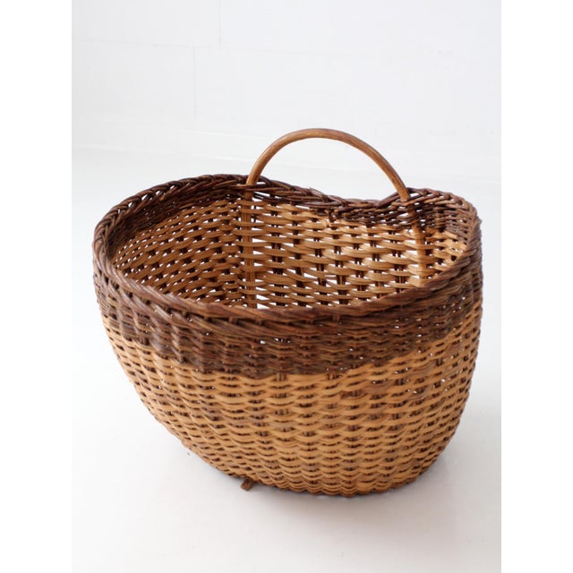 Mid 20th Century Vintage Large Wicker Gathering Basket For Sale - Image 5 of 15