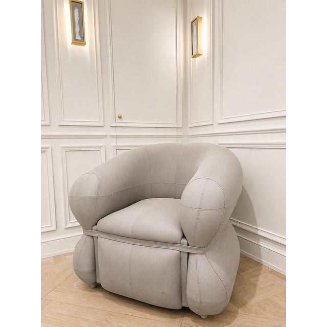 Textile Zep Chair in Leather by Christophe Perichon For Sale - Image 7 of 9
