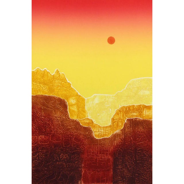 Unframed limited edition etching art print on paper of canyons by American artist Martha Slaymaker. Hand signed, titled...