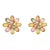 Modern Pear Cut Rainbow Gemstone Flower Stud Earrings- 2 Pieces For Sale