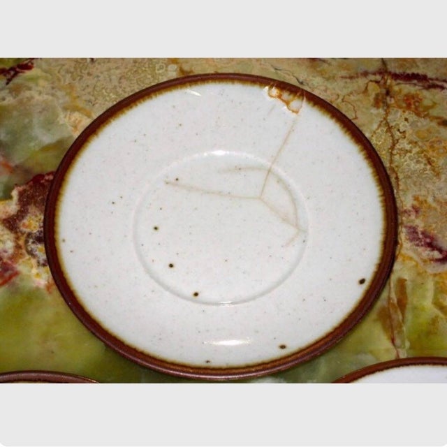 Brown Vintage 1970s Dansk Denmark Brown Mist Ceramic Cups Saucers Discontinued - Set of 9 For Sale - Image 8 of 9