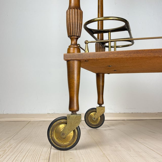 Mid-Century Modern Wooden Bar Cart Trolley, Italy, 1970s For Sale - Image 16 of 18