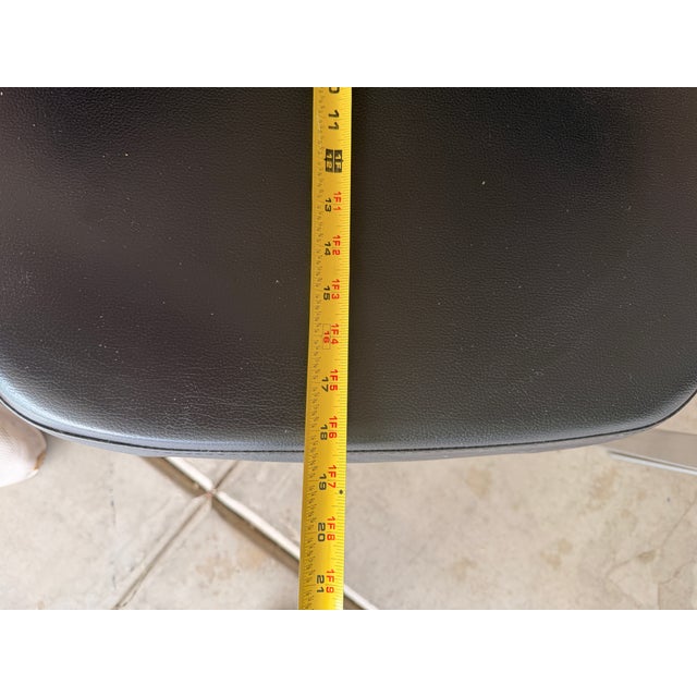 Calligaris Modern Round Glass Dining Chrome Metal Table W/ 4 Black Chairs For Sale In Phoenix - Image 6 of 11