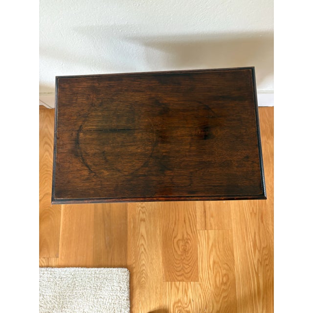 1900s Antique Belgium Oak With Barley Twist Legs and Hand Carved Apron Side Table For Sale - Image 9 of 10