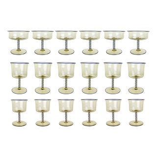 Murano Glass Goblets by Vittorio Zecchin for Pauly & Co, 1930s, Set of 18 For Sale