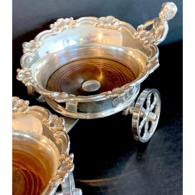 English Silverplated Figural Double Wine Trolley For Sale - Image 4 of 6