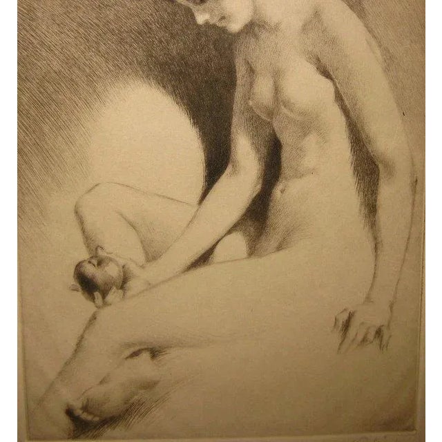 1950s Contemplation Nude Apple Etching by George Tobin For Sale - Image 5 of 8