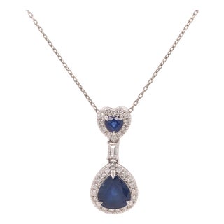 Sapphire and Diamond Platinum Mini Pendant Necklace - Fei Liu For Sale