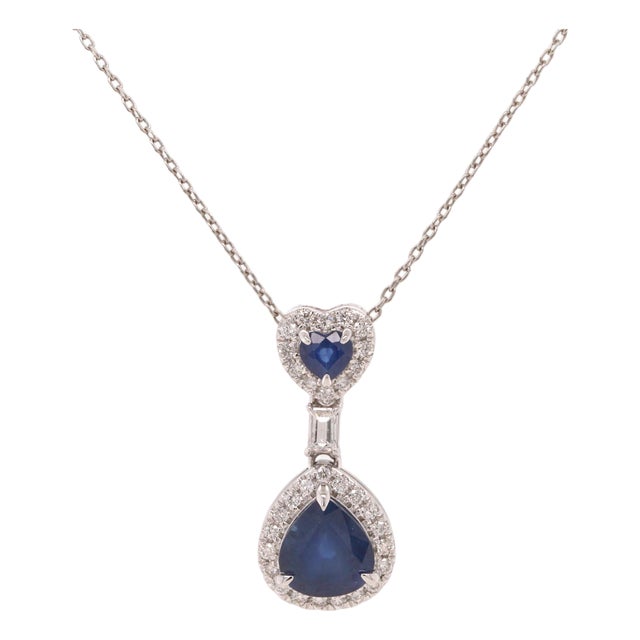 Sapphire and Diamond Platinum Mini Pendant Necklace - Fei Liu For Sale