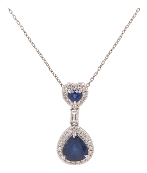 Sapphire and Diamond Platinum Mini Pendant Necklace - Fei Liu