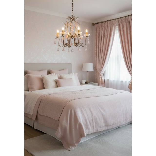 Elegant and romantic, this vintage Italian chandelier from the 1960s features a beautifully detailed composition of hand-...