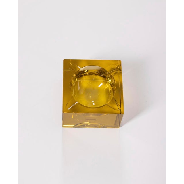 Vintage German Yellow Crystal Ashtray, 1960s For Sale - Image 3 of 9