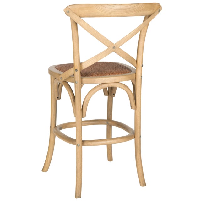 Modern Warren X Back Counter Stool in Weathered Oak & Medium Brown For Sale - Image 3 of 6