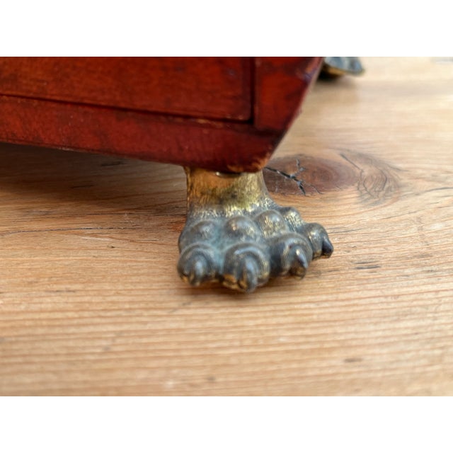 Brick Red English Regency Period Leather Jewelry Box For Sale - Image 8 of 15