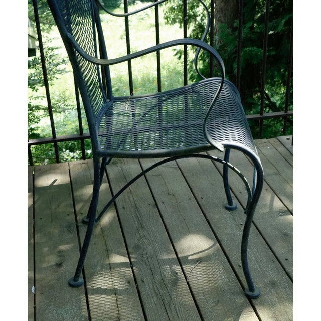 Ebony Woodard/Salterini Wrought Iron Patio Set, Round Table, 4 Chairs For Sale - Image 8 of 14