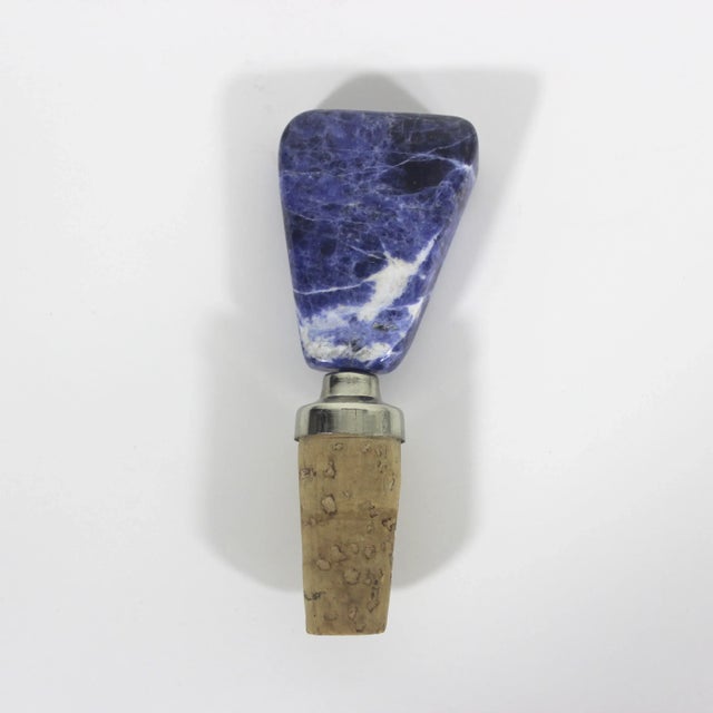 Blue Vintage Bottle Stopper Sodalite Blue Wine Cork Semiprecious Stone For Sale - Image 8 of 10