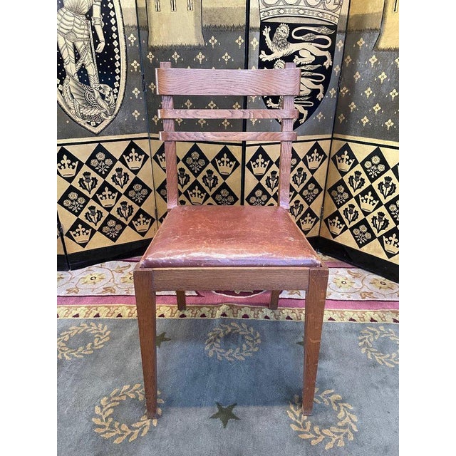 Chairs in Oak and Leather, 1950s, Set of 6 For Sale - Image 9 of 10