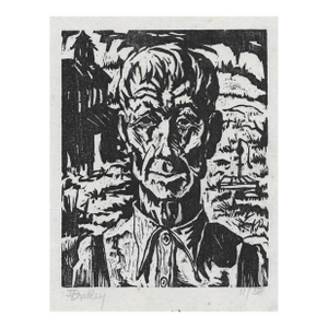 1958 Farmer Portrait Linocut by John Bradley