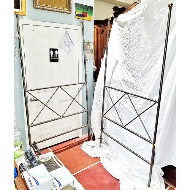 Polished Iron Industrial Twin Bed Headboard, 2 Available For Sale - Image 9 of 10