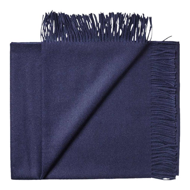 Solid Baby Alpaca Wrap / Throw - Navy For Sale