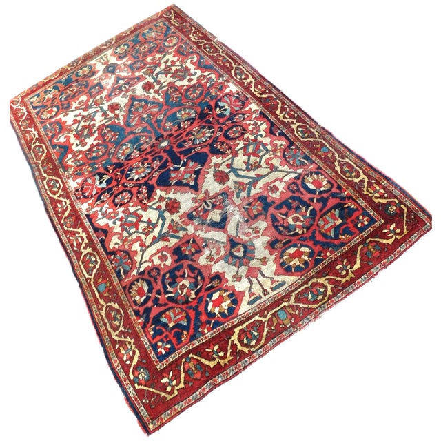 Collector's quality antique Persian rug. Circa 1920. Wool pile on cotton foundation. 3'2"x 5'1"