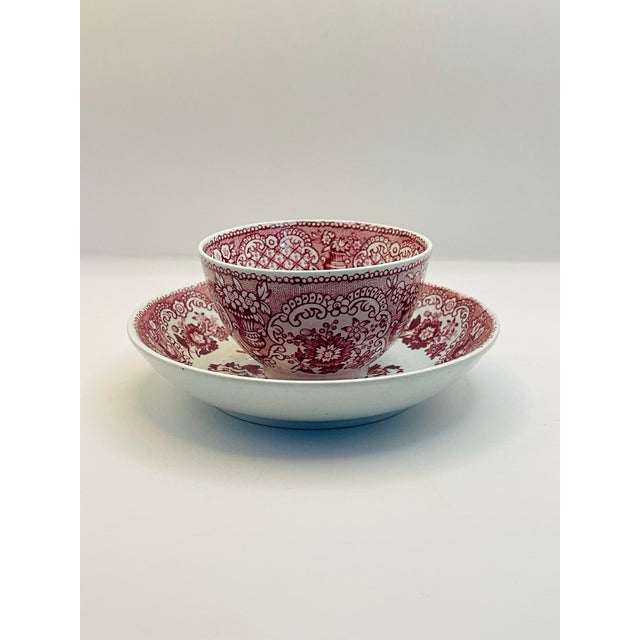 Late 19th Century Red Transferware Teacup & Saucer For Sale - Image 4 of 8