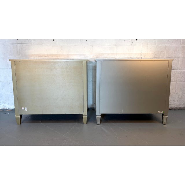 Silver Hollywood Regency Style Mirrored Three- Drawer Dressers, A Pair For Sale - Image 8 of 17